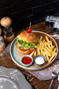 Aloo Tikki Burger & Fries